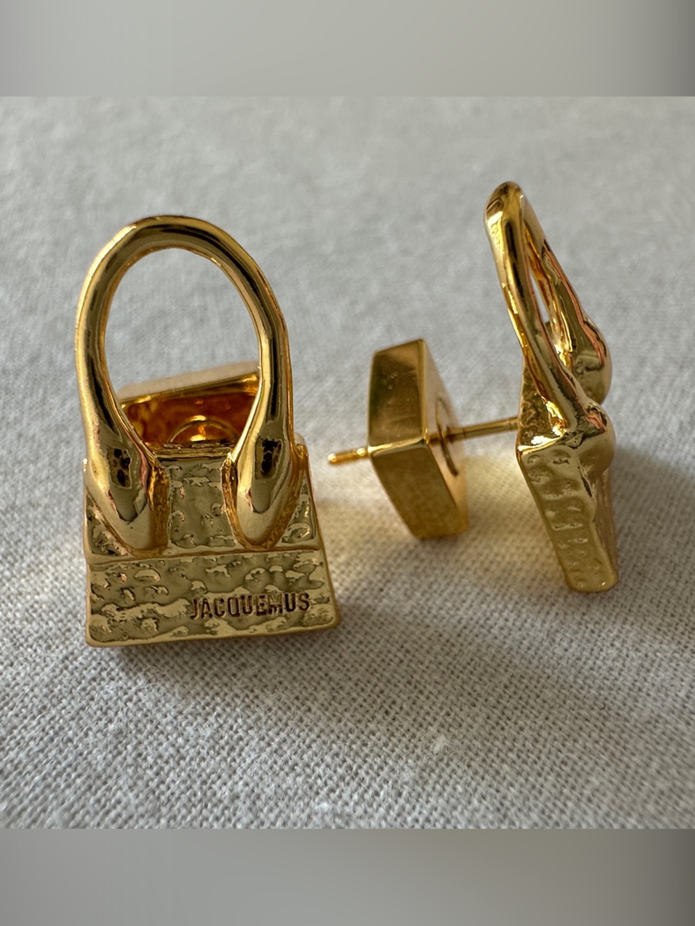 Jacquemus Gold Mini Bag Stud Earrings